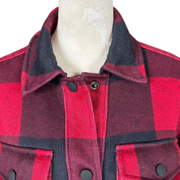 Lands' End red and black buffalo plaid snap front jacket XS 2-4 - Picture 6 of 10